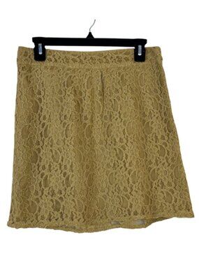 Laundry by Shelli Segal Gold Lace Mini Skirt Size 8 Feminine Party Casual Summer